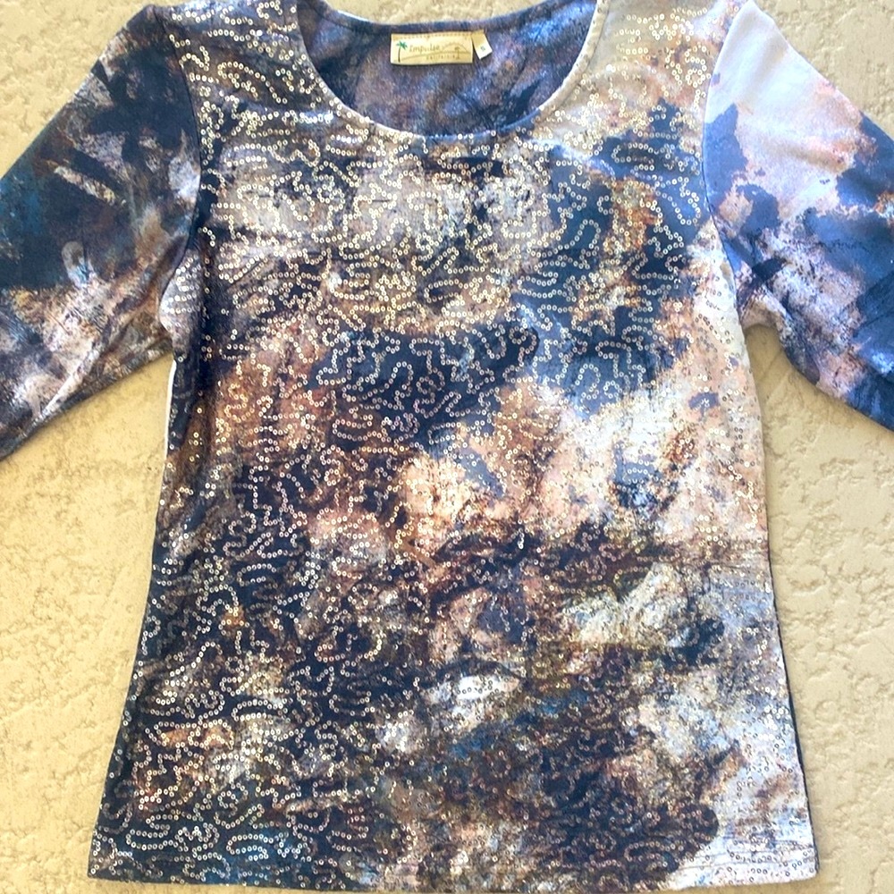 Impulse California Sequin Watercolor Mixture Boutique Top Sz Small